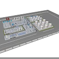 Industrial Equipment With Large Processing Tower Pipes And Metal Support Frames