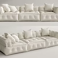 Modern three-seat sofa cream multiplayer sofa 3d model