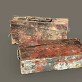 Two Vintage Rusty Worn Metal Storage Boxes With Letter Markings For Home