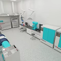 Modern Laboratory Interior With Black Lab Benches Stools Cabinets And Overhead Lights 3d model