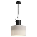Modern Pendant Lights With Black And Beige Cylindrical Fabric Shades Design
