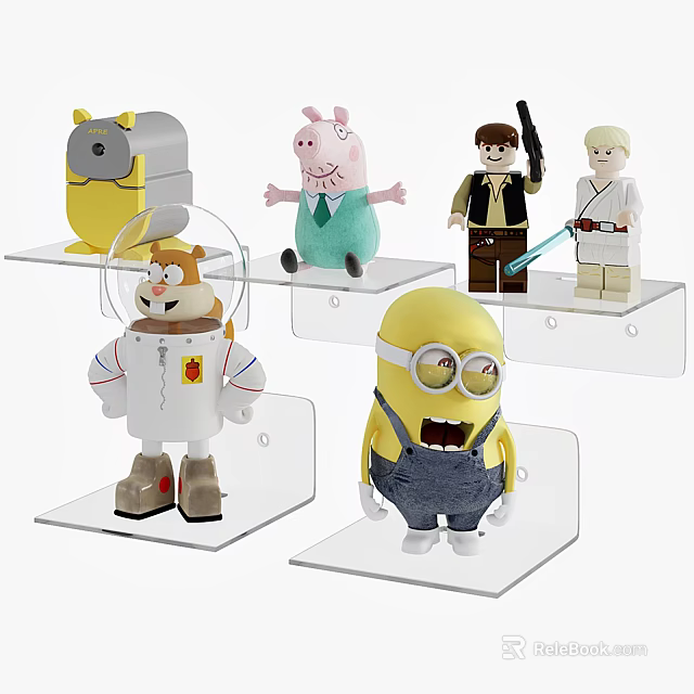 Transparent Display Shelf for Organizing Cartoon Character Toys and Action Figures 3d model 