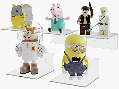 Transparent Display Shelf for Organizing Cartoon Character Toys and Action Figures 3d model