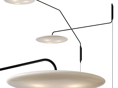 Modern Minimalist Wall Lamp With Curved Black Metal Arm And Round White Shade 3d model