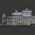 Classical Ancient Architecture Model With Dome Windows Columns And Garden Platform 3d model