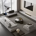 Modern Sofa Coffee Table Casual Sofa Coffee Table Fabric Sofa Fishing Light 3d model