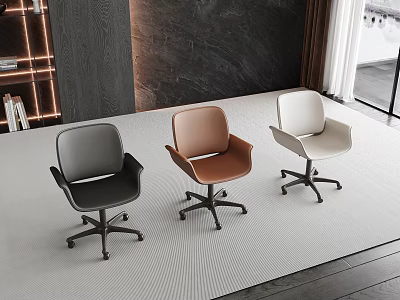 Modern Office Chairs In Black Brown And White With Rolling Casters For Stylish Workspace 3d model