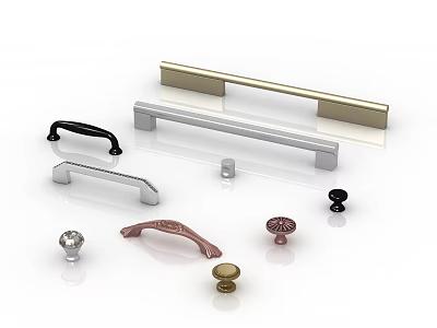 Modern Bar And Bow Cabinet Handles In Silver Gold Black And Rose Gold Finishes 3d model