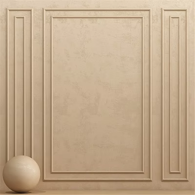 Beige Textured Wall Panel with Vertical Stripes and Decorative Sphere Accent 3d model