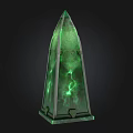 Futuristic Green Glowing Spire Architecture With Metal Frame And Intricate Design Details