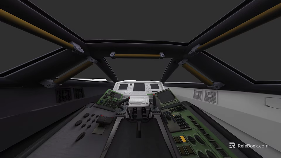 Advanced Aircraft Cockpit Interior Featuring Control Panels Dashboard And Instrumentation 3d model 