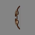 Side View Of Brown Compound Bow Featuring Wooden Texture And Mechanical Components Design
