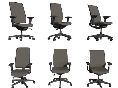 Modern Black Office Chairs With Adjustable Armrests And Wheeled Base For Workspace 3d model