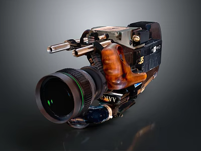 Professional Electronic Camera Equipment with Large Lens Ergonomic Grip and Control Buttons 3d model