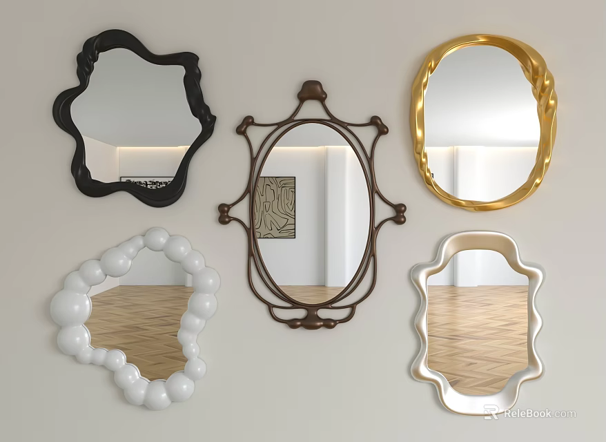 Decorative Mirrors For Interior Wall Decor With Various Frame Designs And Shapes 3d model 