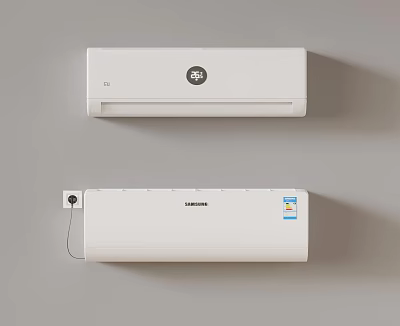 TCL And Samsung White Wall Mounted Air Conditioners Home Cooling Appliances 3d model