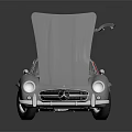 Classic Silver Mercedes-Benz Convertible With Open Hood And Trunk Red Seats Exposed Engine