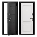 Black and White Hinged Doors With Contemporary Panel Design For Home Entrance