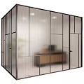 Modern Stylish Frosted Glass Partition With Black Frame For Interior Space