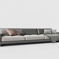 Modern Black Leather Multiplayer Sofa 3d model