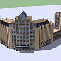 Classic Modern Office Building Exterior With Glass Windows And Symmetrical Facade Design