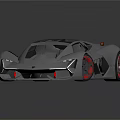 Futuristic Silver Sports Car With Sleek Body Red Rims And Black Roof Design