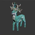 Elegant Blue Crystal Deer Ornament With Swirl Patterns And Shiny Antlers