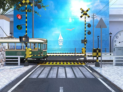 modern train highway 3d model