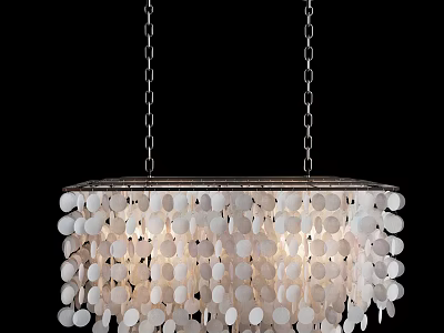 Elegant White Beaded Chandelier With Layered Pendant And Metal Frame Design 3d model