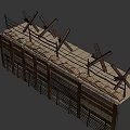 Industrial Protective Barrier Structure With Wooden Fence Sandbags Barbed Wire And Crossed Wooden Frames