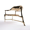 Modern Gold Leisure Chair Featuring Shiny Metallic Frame And Curved Design Lines
