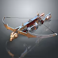 Mechanical Crossbow with Gold Silver Parts and Gear Metallic Construction Details
