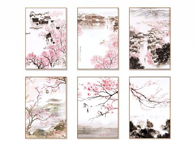 New Chinese style decorative painting wall decoration combination model