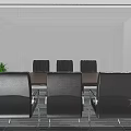 Modern Conference Room Interior With Wooden Table Gray Chairs White Walls And Green Plant
