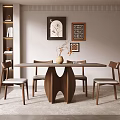 Middle style dining table and chair 3d model