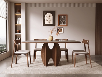 Middle style dining table and chair 3d model