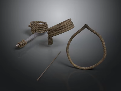 Various Household Rope Items with Knots Loops and Coils for Daily Use 3d model