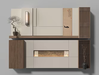 New Chinese bedside background wall Tearhouse background wall 3d model