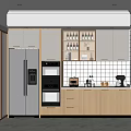 Modern Kitchen Interior With Wooden Wine Cabinet Built in Lighting White Cabinets And Appliances
