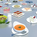 Diverse Assorted Food Collection with Cakes Sandwiches Fruits Desserts and Main Dishes
