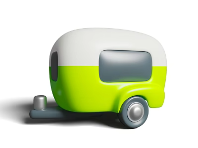 Outdoor Camping Cartoon Style Camping Spring Summer Day Travel Tent Camping Trailer Camping trailer 3d model