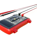 Red Digital Multimeter with Digital Display Rotary Dial and Test Probes 3d model