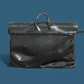 Black Leather Travel Bag With Two Loop Handles And Side Strap Design 3d model