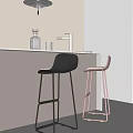 Bar chair without armrest 3d model