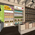 Supermarket Department Store Interior With Well Stocked Shelves Of Snacks Beverages And Necessities