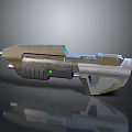 Futuristic Sci Fi Weapon With Metallic Body Green Indicator And Ergonomic Grip
