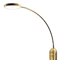 Modern Curved Arm Wall Lamp With Gold And Black Metal Round Base And Shade