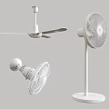 White Modern Ceiling Pedestal and Wall Fans with Sleek Design for Home Use