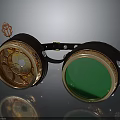 Steampunk Style Goggles With Intricate Brass Gears Green Lenses And Decorative Ornaments