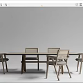 Elegant Modern Dining Table Set With Wooden Cross Legs And Woven Back Chairs